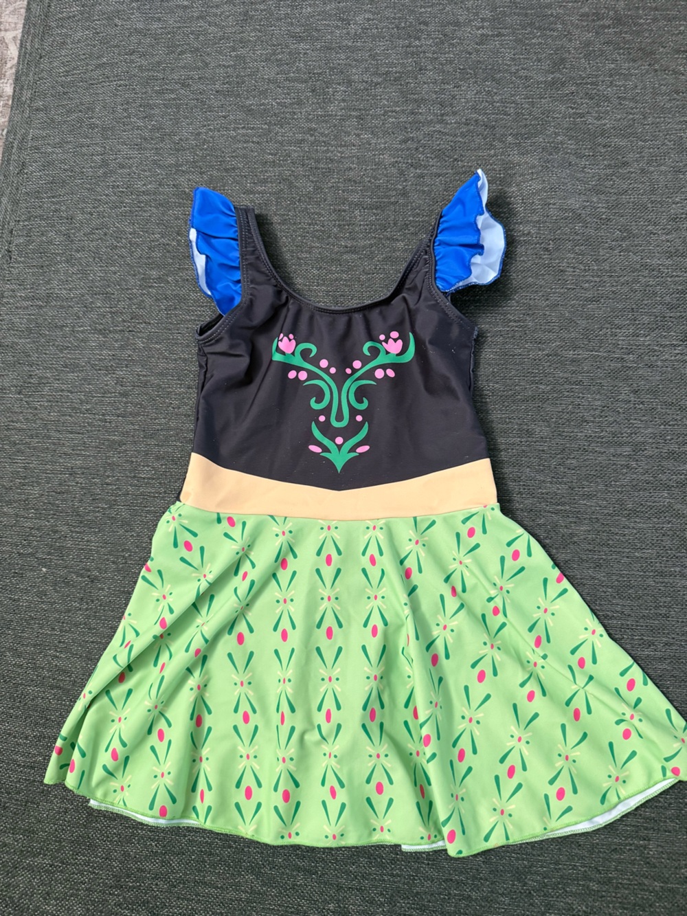 Girls Green & Black Disney Princess one piece swim suit size S/M